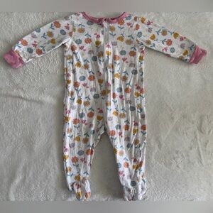 Gerber Floral Kids One Piece with Pink Trim